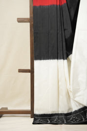 Black-White Pochampalli Silk Ikat Saree - SRBWPSIS252