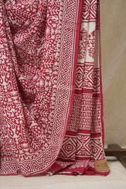 Red HBP Cotton Saree - SRRCS3357