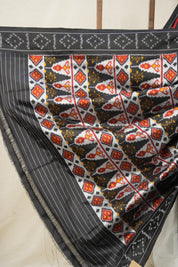 Black-White Pochampalli Silk Ikat Saree - SRBWPSIS252