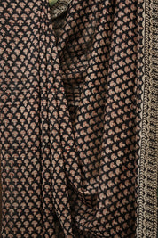 Black Cotton Silk Saree With Maheshwari Border - SRBCSS1518