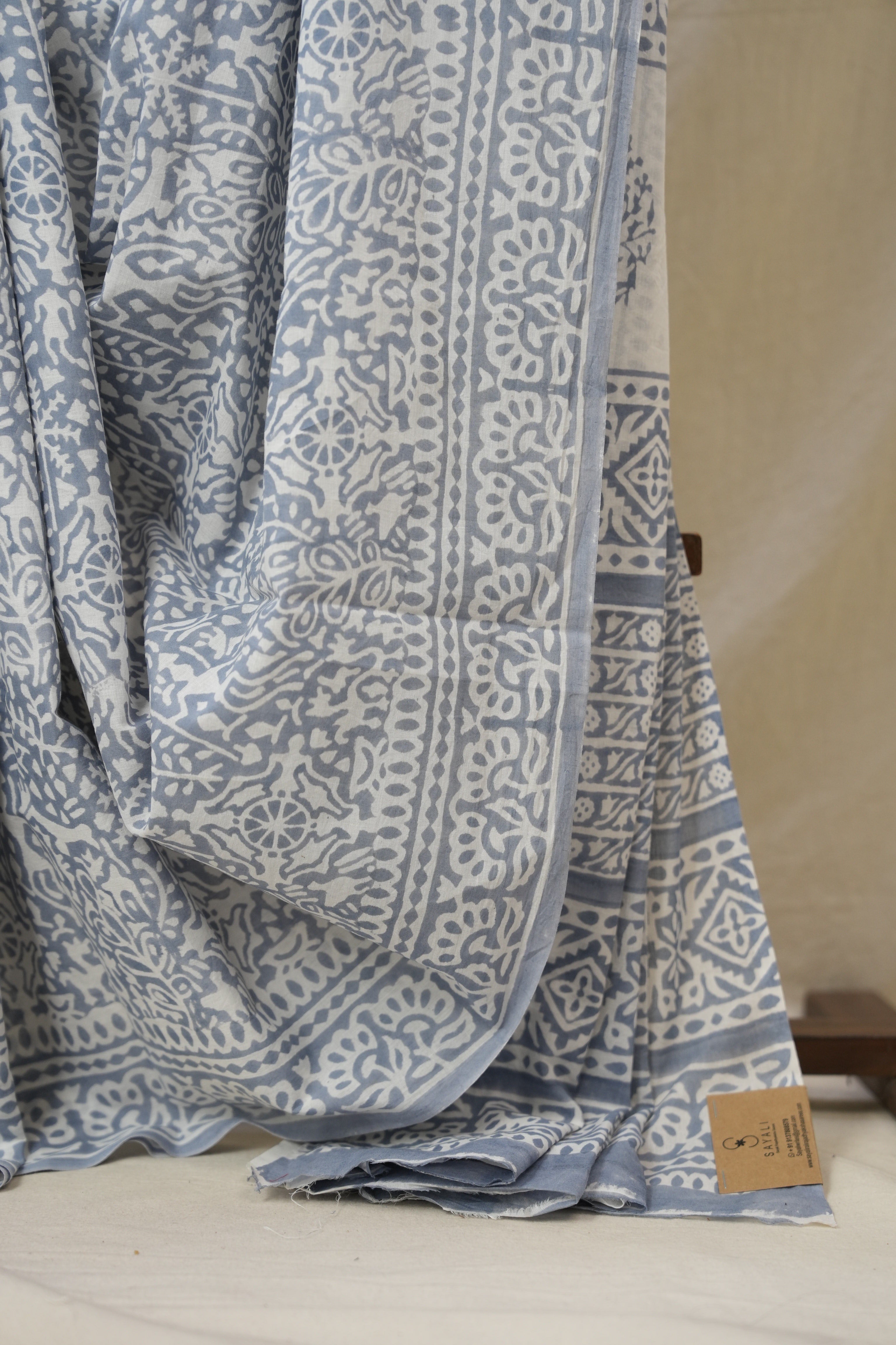 Light Blue HBP Cotton Saree - SRLBCS3356