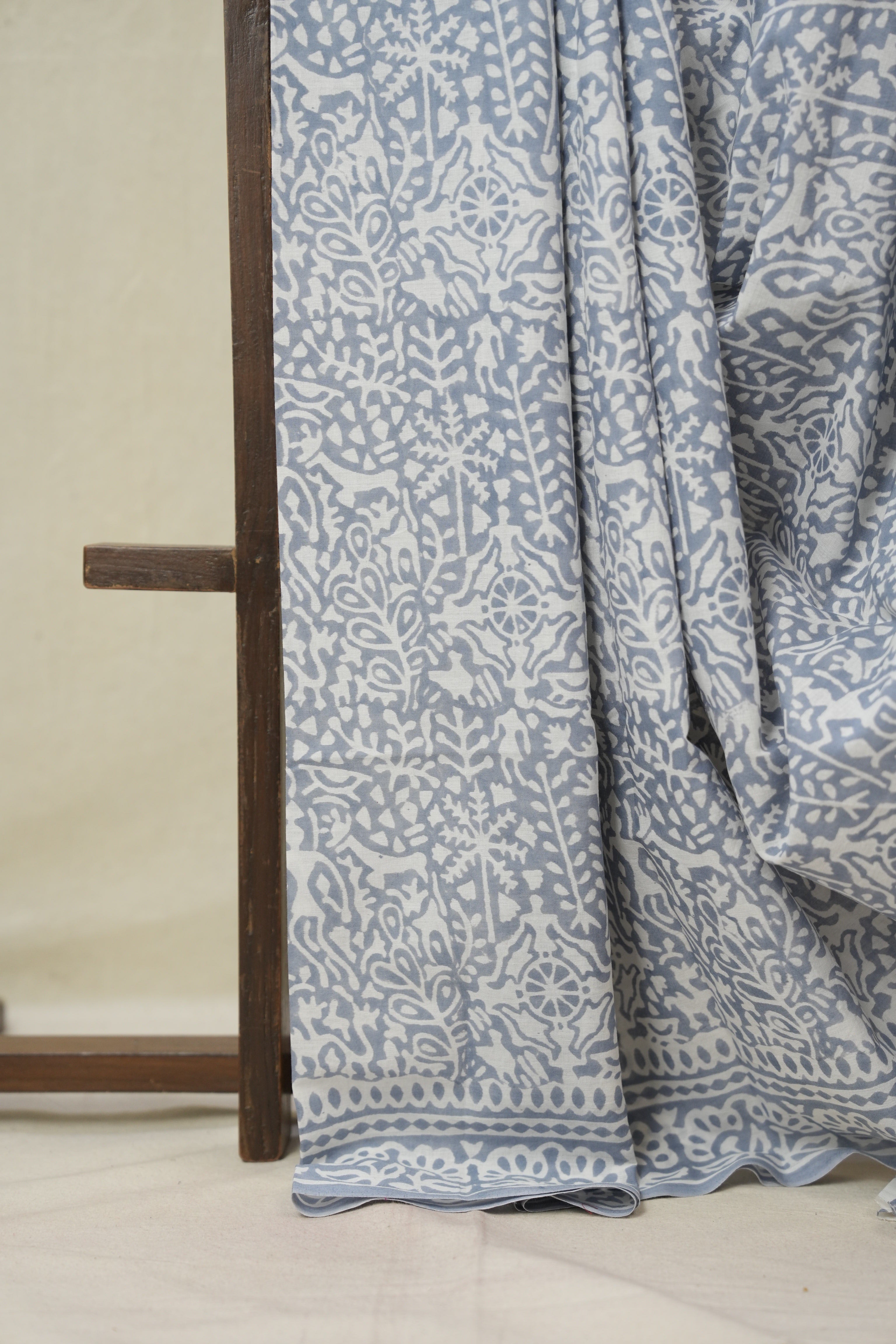 Light Blue HBP Cotton Saree - SRLBCS3356