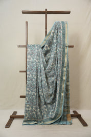 Light Sky Blue Cotton Silk Saree With Maheshwari Border - SRLSBCSS1517