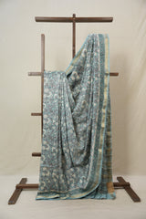 Light Sky Blue Cotton Silk Saree With Maheshwari Border - SRLSBCSS1517
