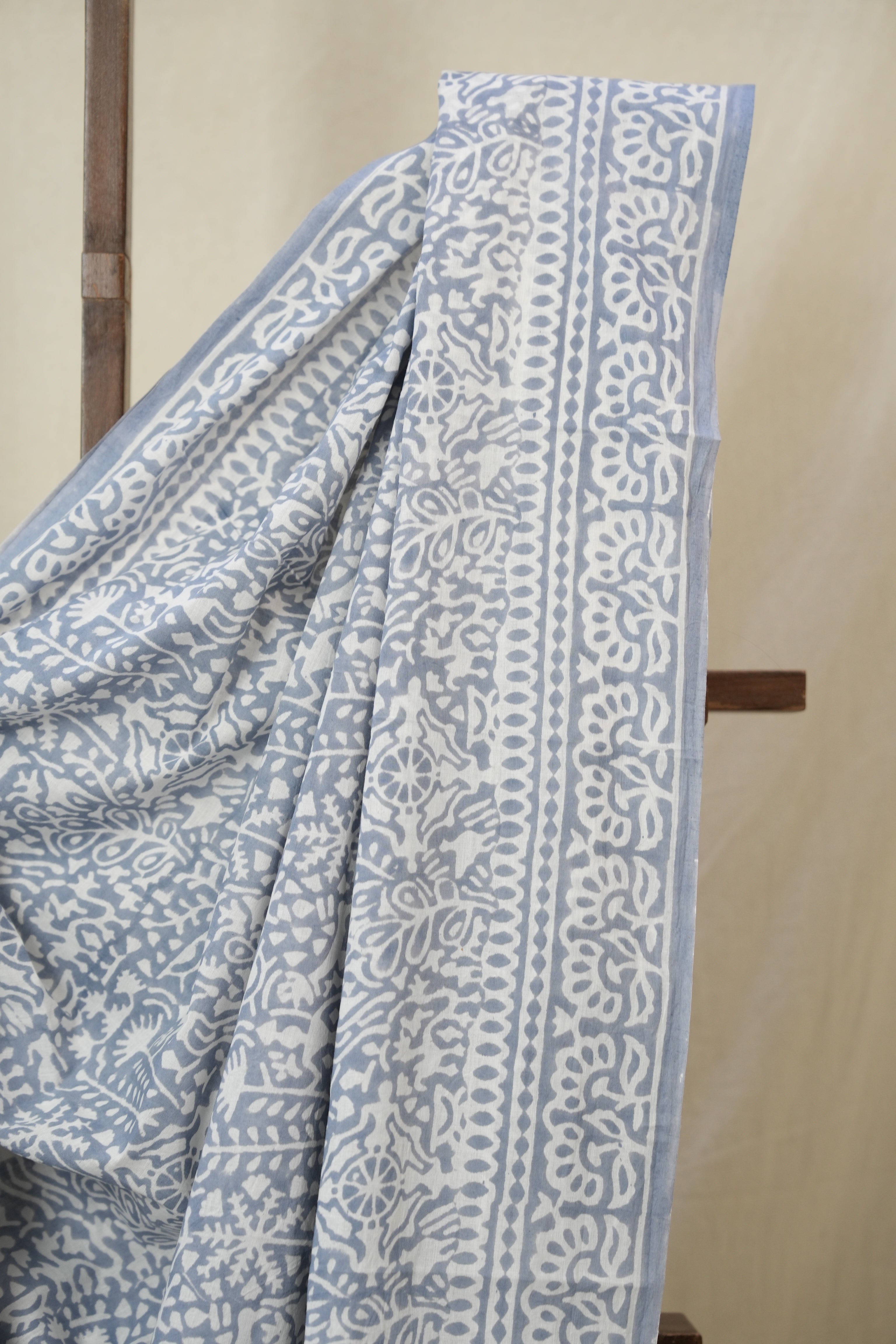 Light Blue HBP Cotton Saree - SRLBCS3356
