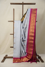 Tinted Blue Gadwal Silk Saree - SRTBGSS612