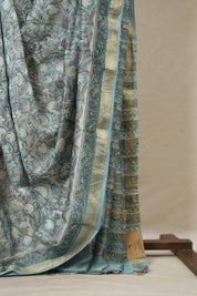Light Sky Blue Cotton Silk Saree With Maheshwari Border - SRLSBCSS1517