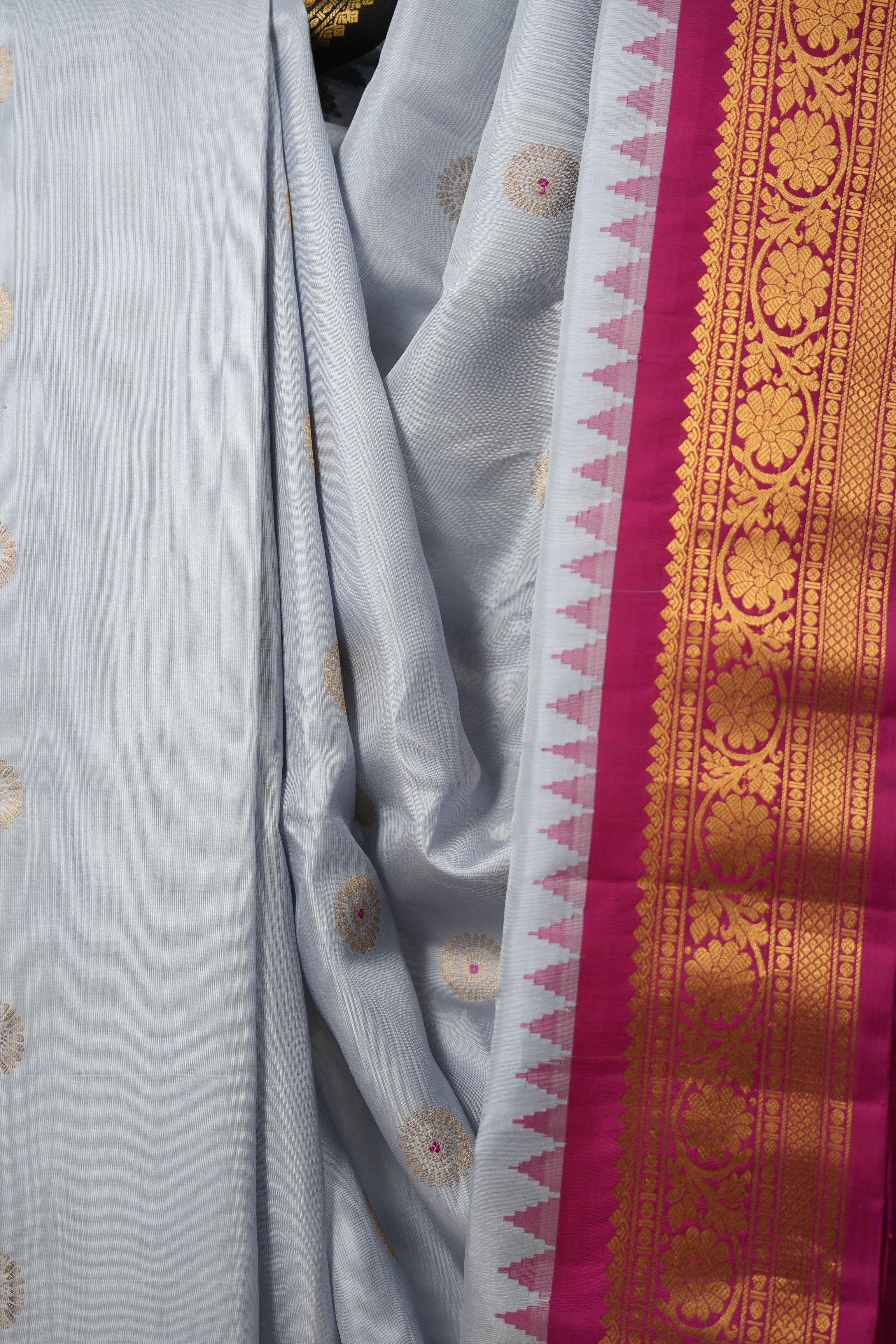 Tinted Blue Gadwal Silk Saree - SRTBGSS612