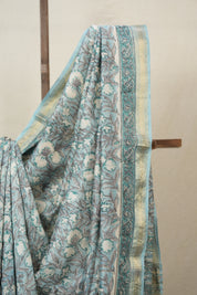 Light Sky Blue Cotton Silk Saree With Maheshwari Border - SRLSBCSS1517