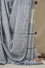 Moon Blue HBP Cotton Saree - SRMBCS3361