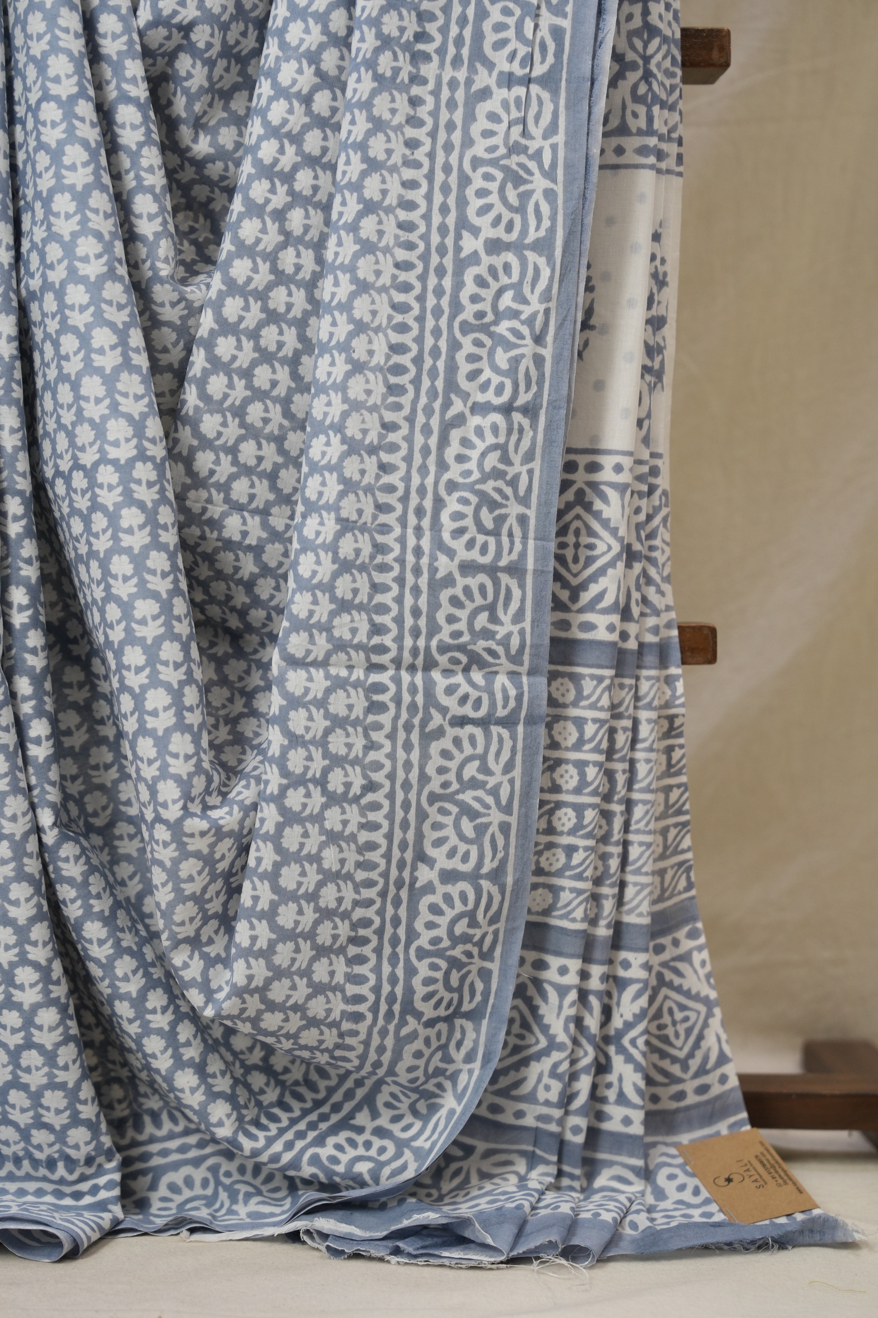 Moon Blue HBP Cotton Saree - SRMBCS3361