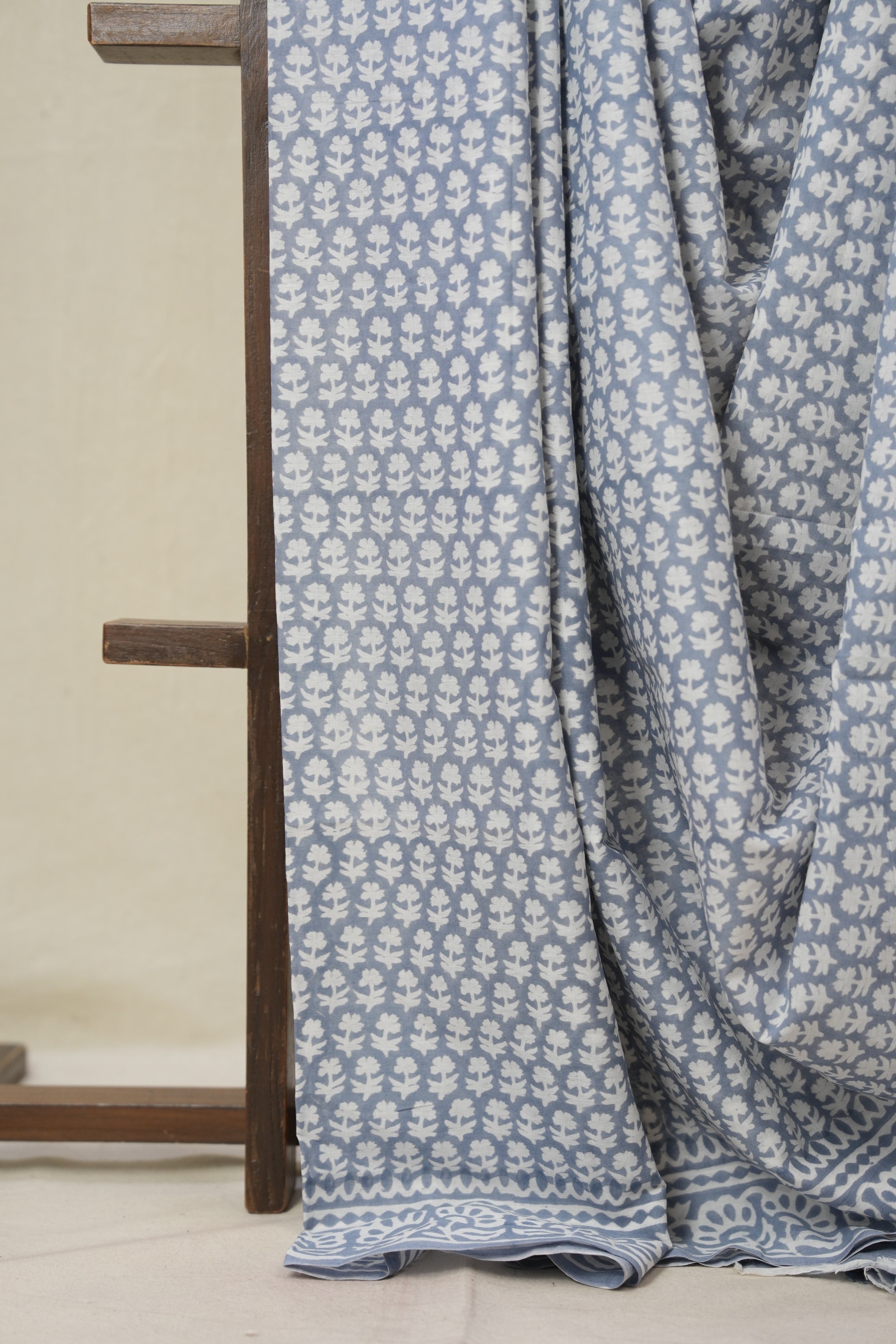 Moon Blue HBP Cotton Saree - SRMBCS3361