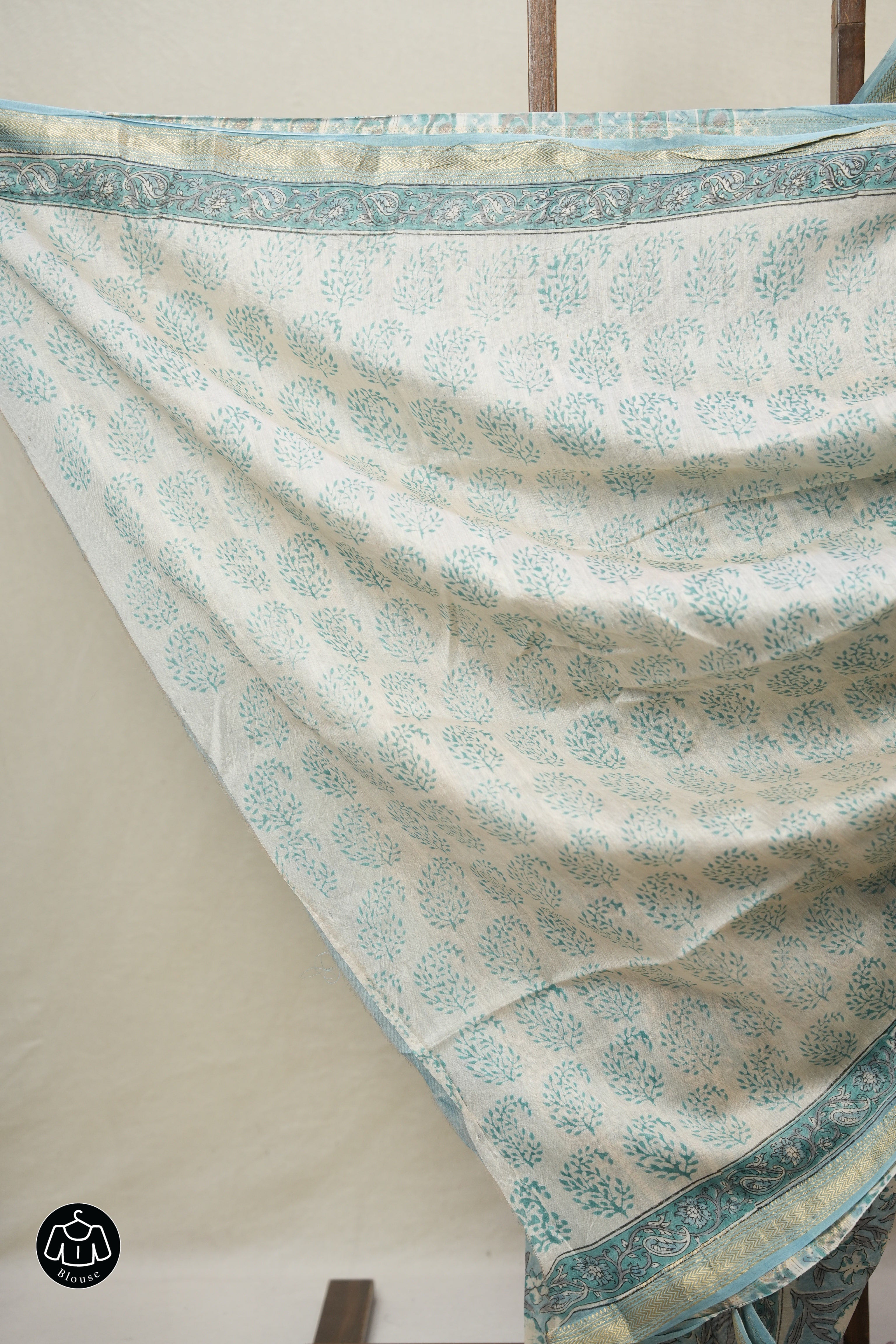 Light Sky Blue Cotton Silk Saree With Maheshwari Border - SRLSBCSS1517