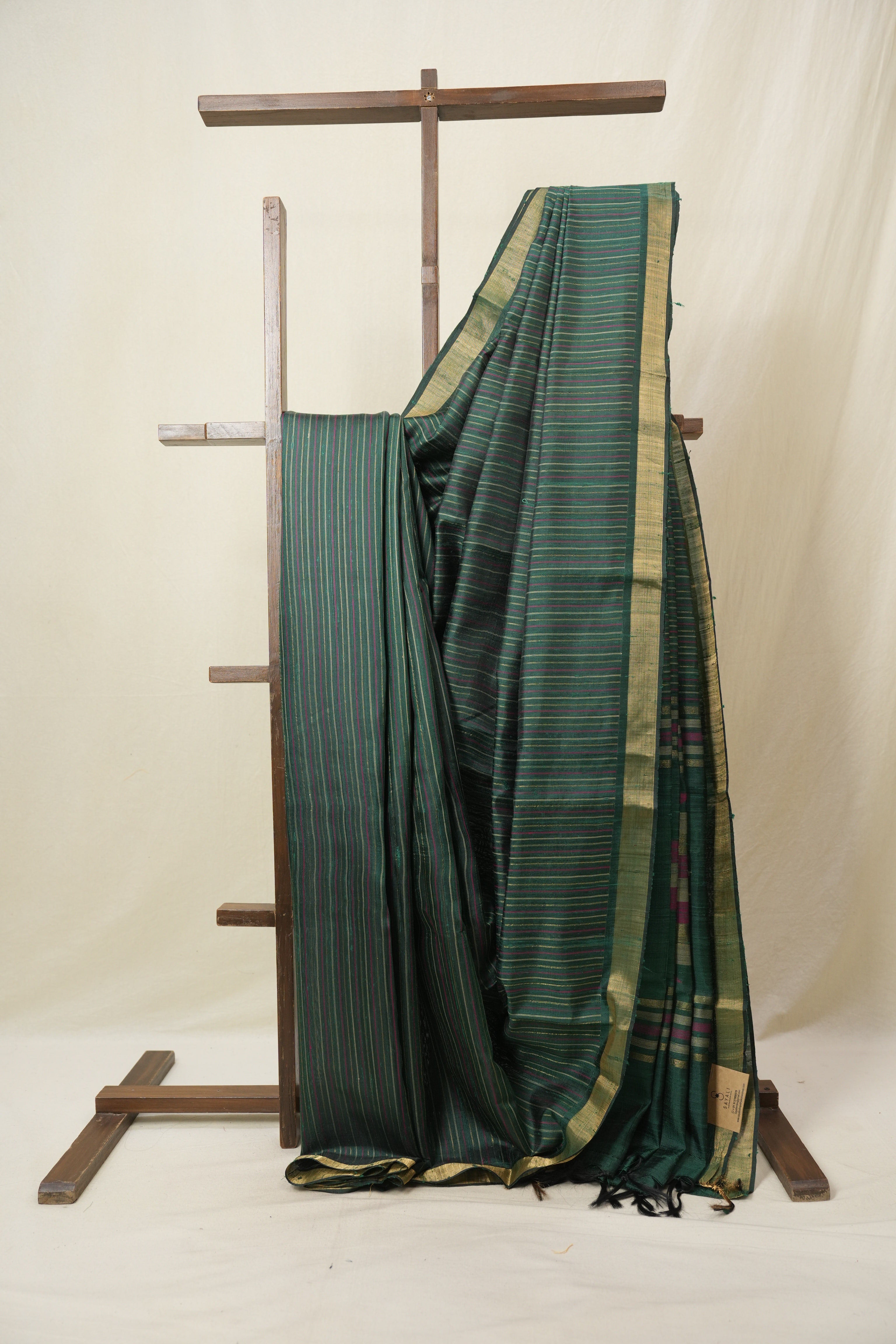 Green Raw Silk Saree - SRGRSS993