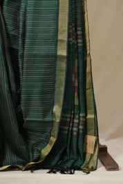 Green Raw Silk Saree - SRGRSS993