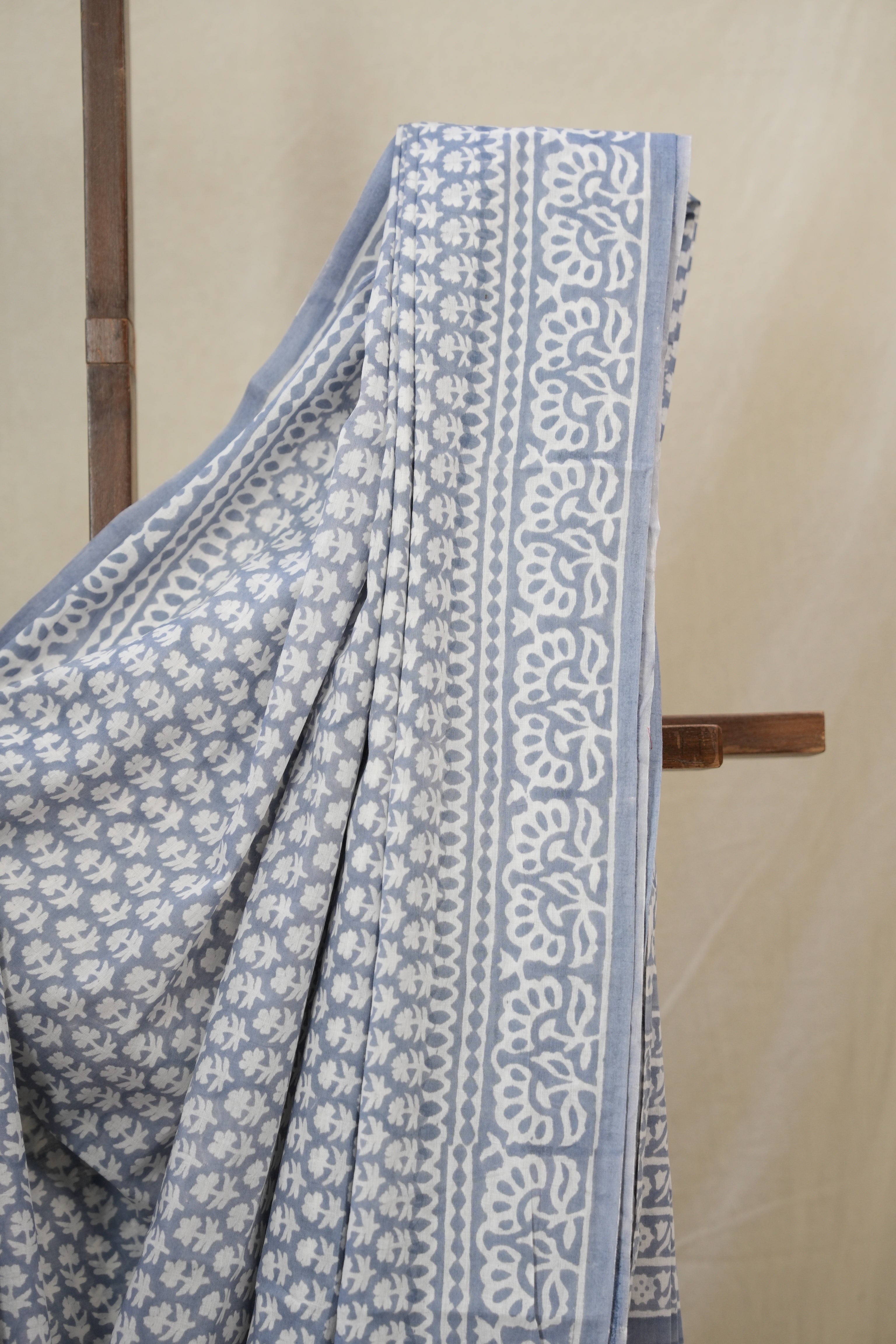 Moon Blue HBP Cotton Saree - SRMBCS3361