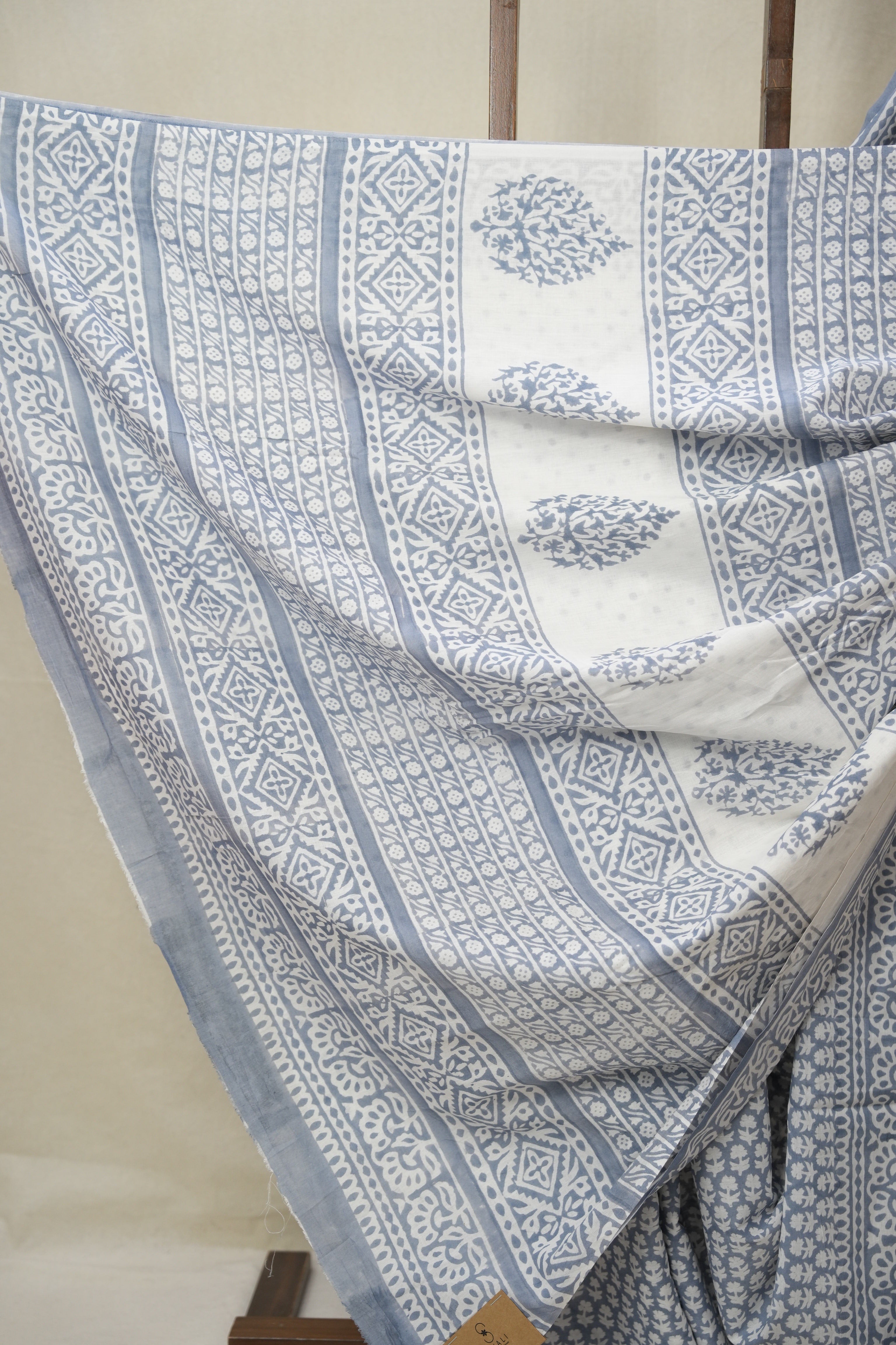 Moon Blue HBP Cotton Saree - SRMBCS3361