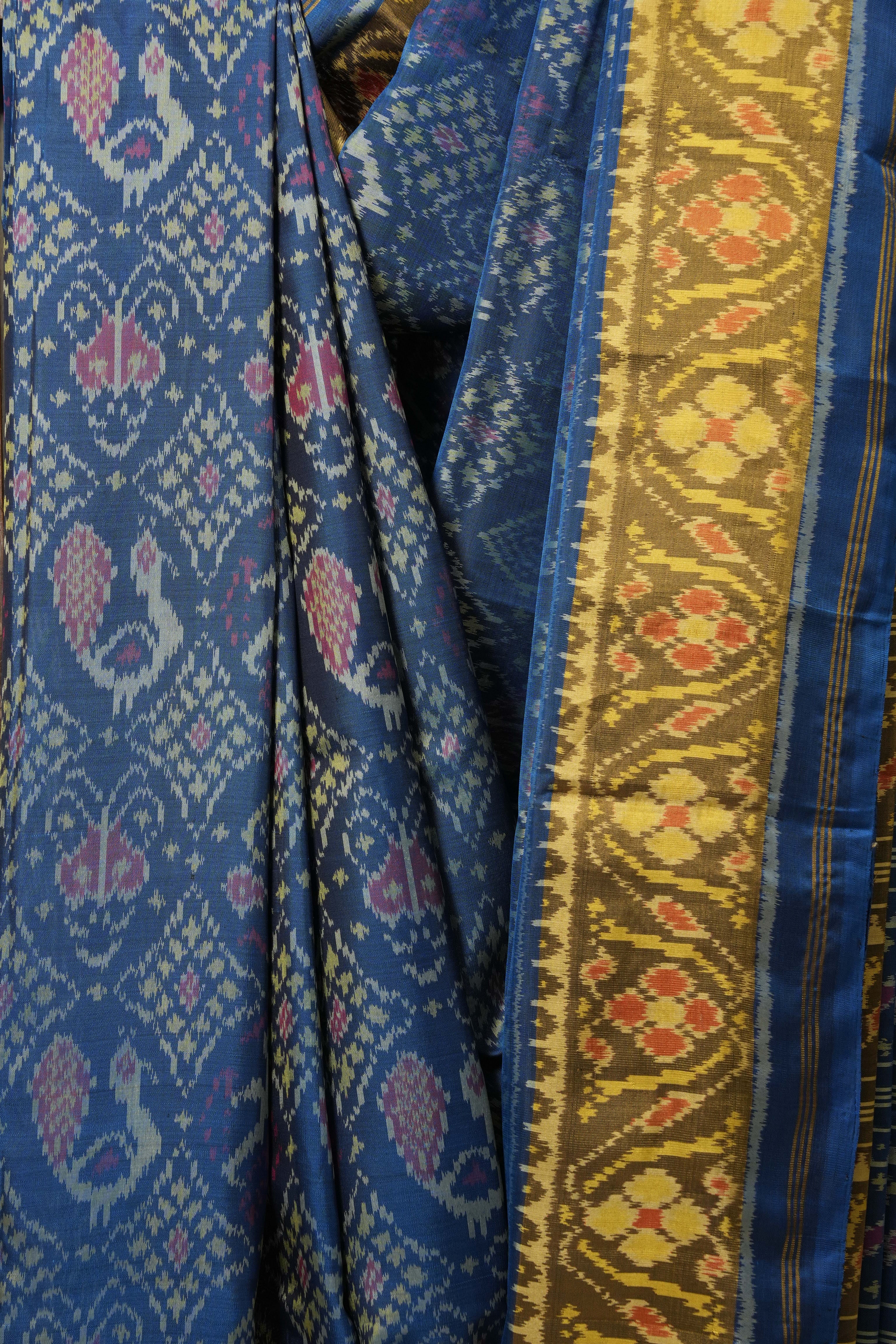 Peacock Blue Rajkot Patola Silk Saree-SRPBRPSS40EX