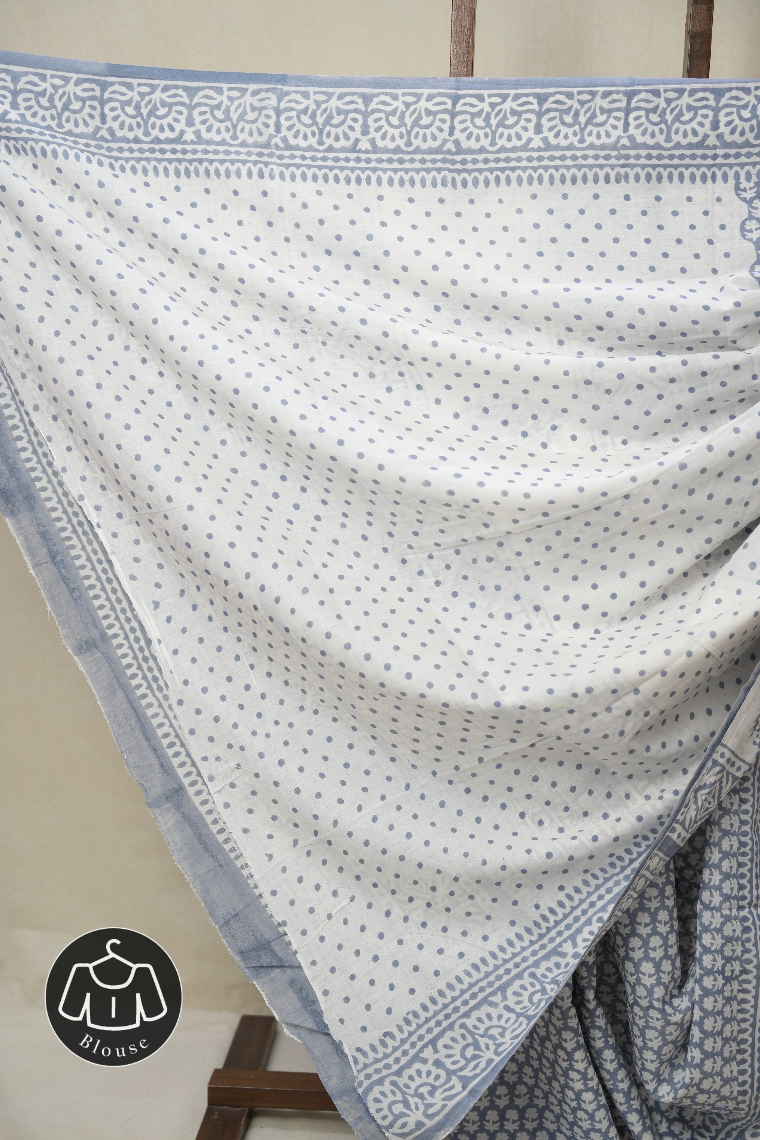 Moon Blue HBP Cotton Saree - SRMBCS3361