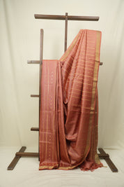 Peach Tussar Silk Saree - SRPTSS1927