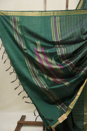 Green Raw Silk Saree - SRGRSS993