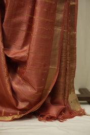 Peach Tussar Silk Saree - SRPTSS1927