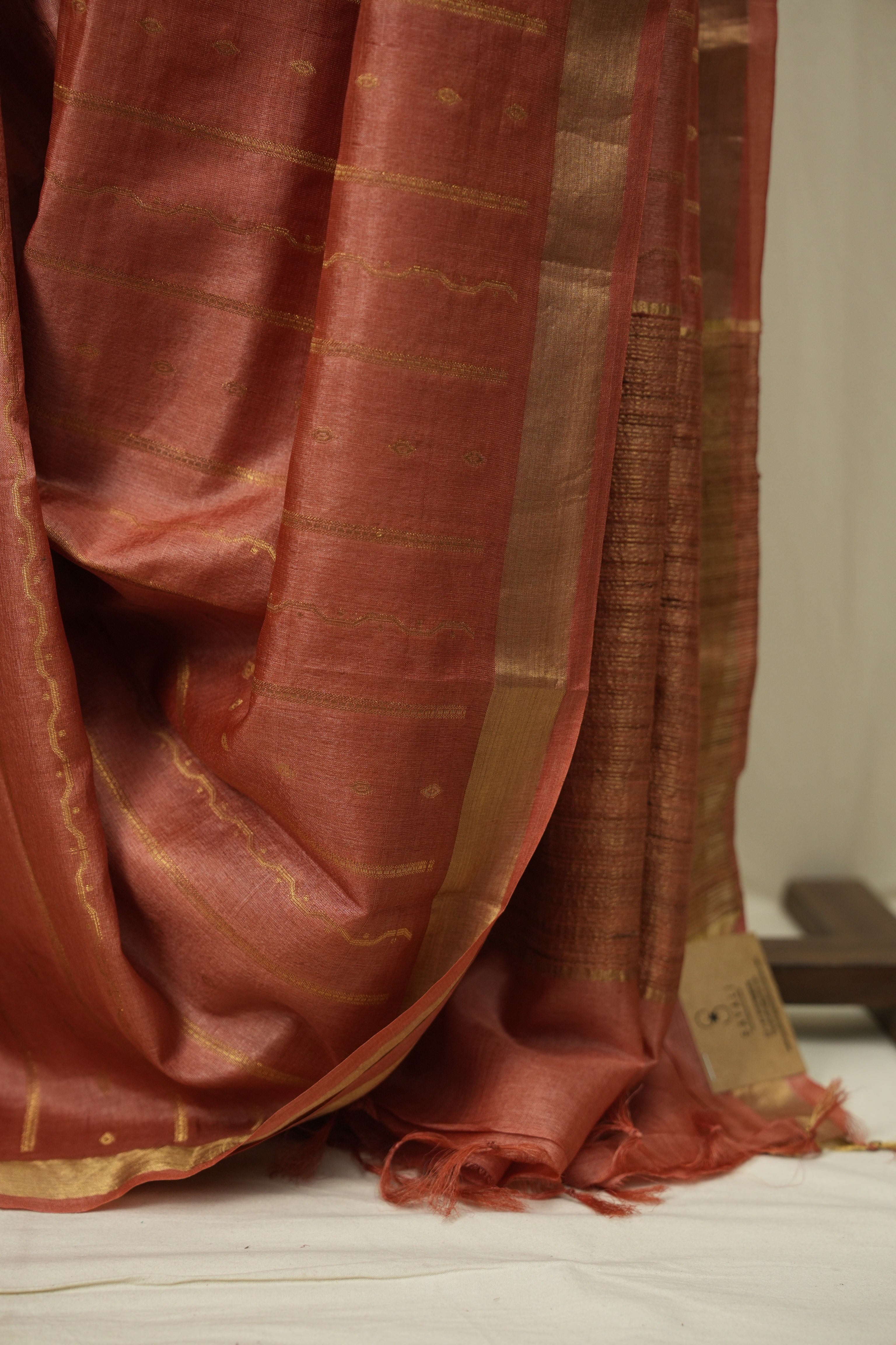 Peach Tussar Silk Saree - SRPTSS1927