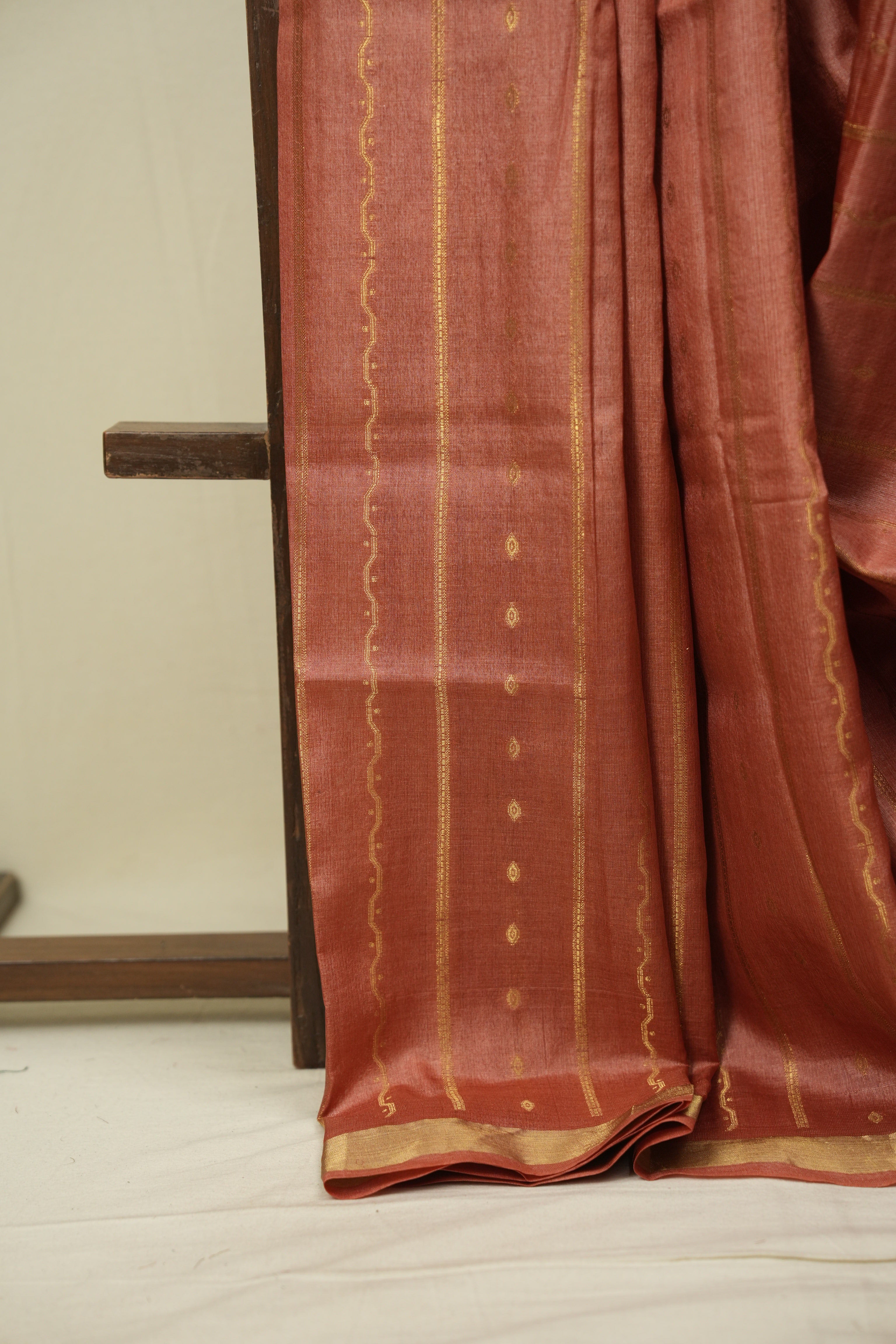 Peach Tussar Silk Saree - SRPTSS1927