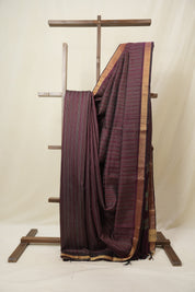 Wine Raw Silk Saree - SRWRSS985