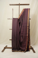 Wine Raw Silk Saree - SRWRSS985