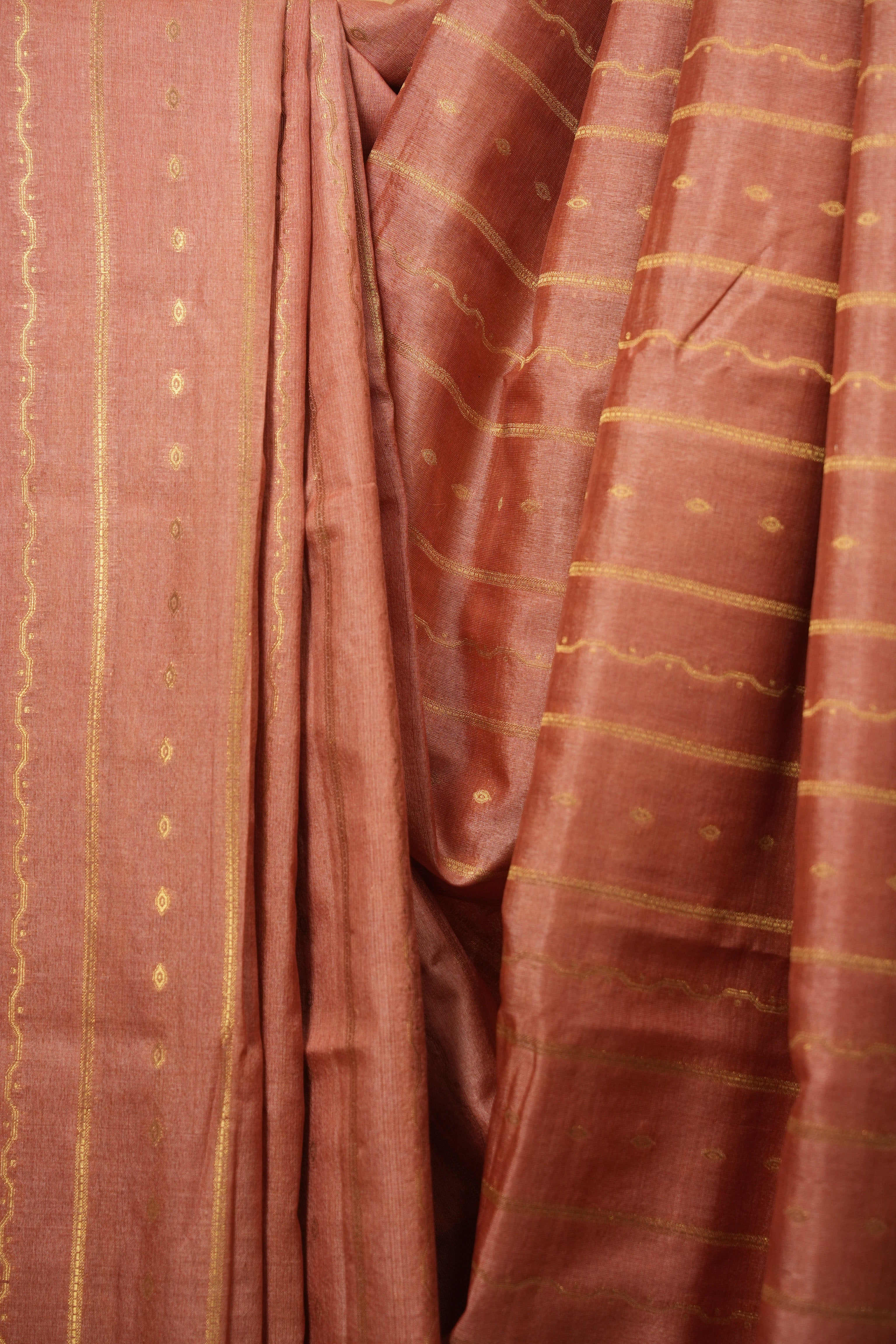 Peach Tussar Silk Saree - SRPTSS1927