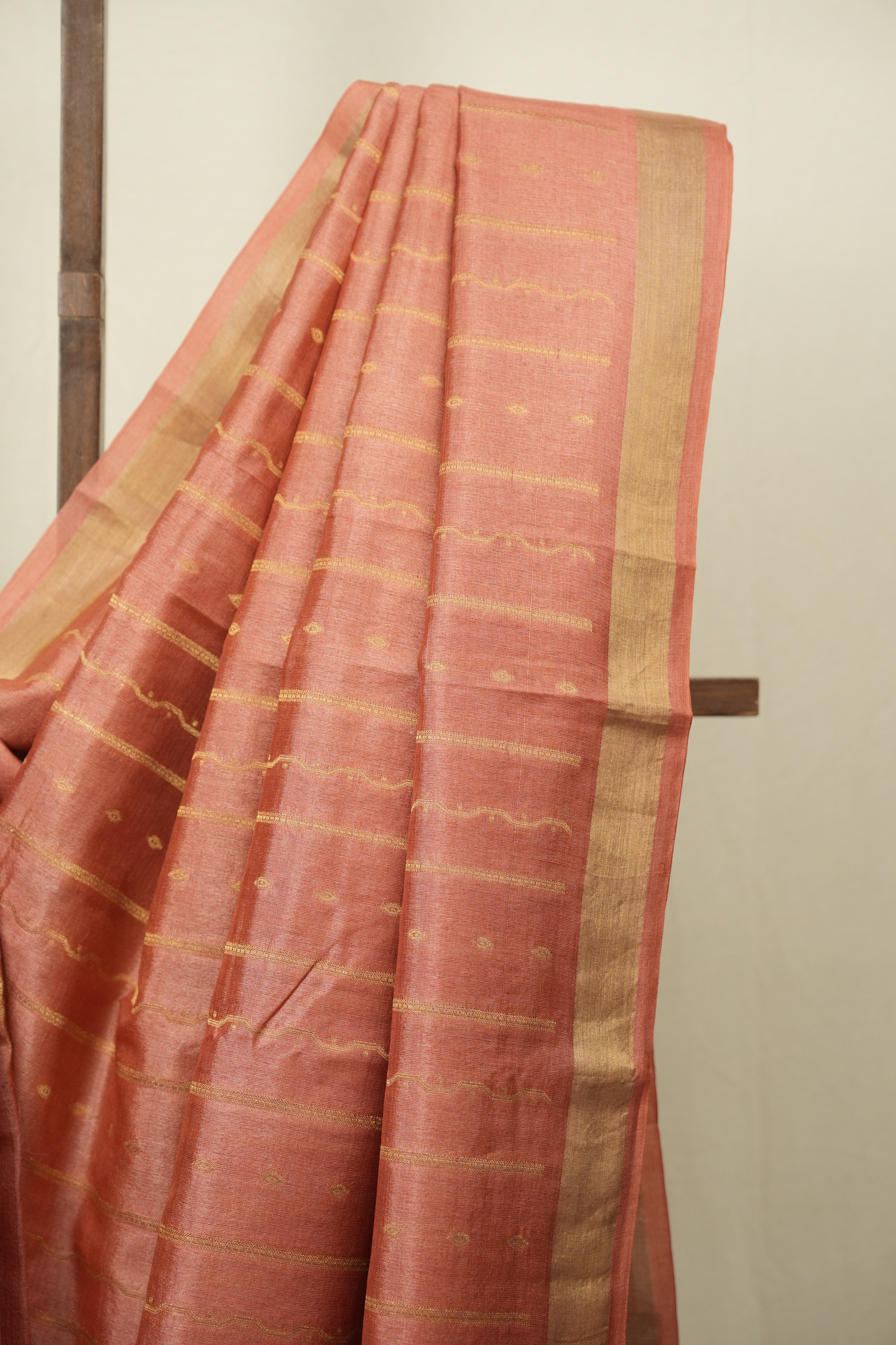 Peach Tussar Silk Saree - SRPTSS1927