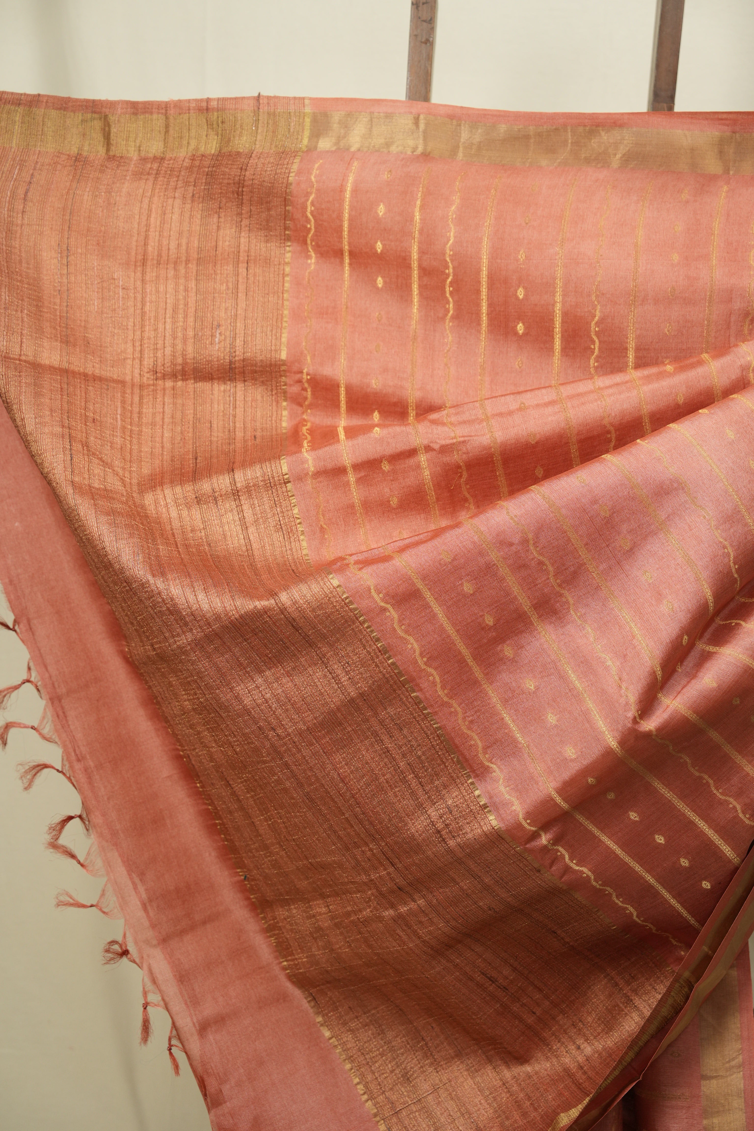 Peach Tussar Silk Saree - SRPTSS1927