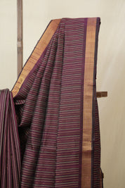 Wine Raw Silk Saree - SRWRSS985