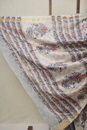 Ivory White HBP Cotton Silk Saree With Maheshwari Border - SRIWCSS1477