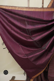 Wine Raw Silk Saree - SRWRSS985