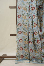 Sky Blue HBP Cotton Silk Saree With Maheshwari Border - SRSBCSS1478