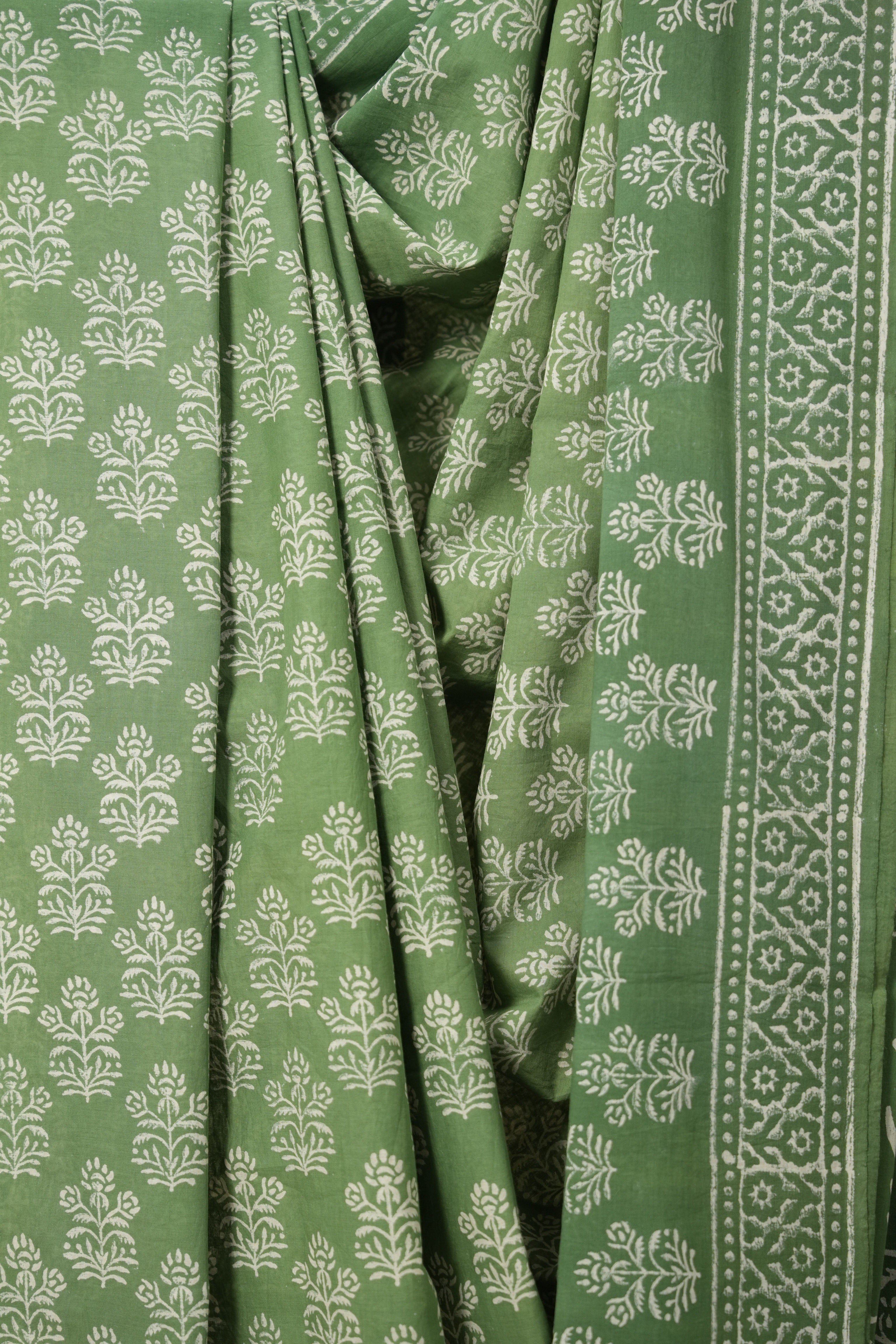 Grass Green HBP Cotton Saree - SRGGCS2863