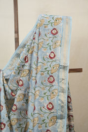 Sky Blue HBP Cotton Silk Saree With Maheshwari Border - SRSBCSS1478