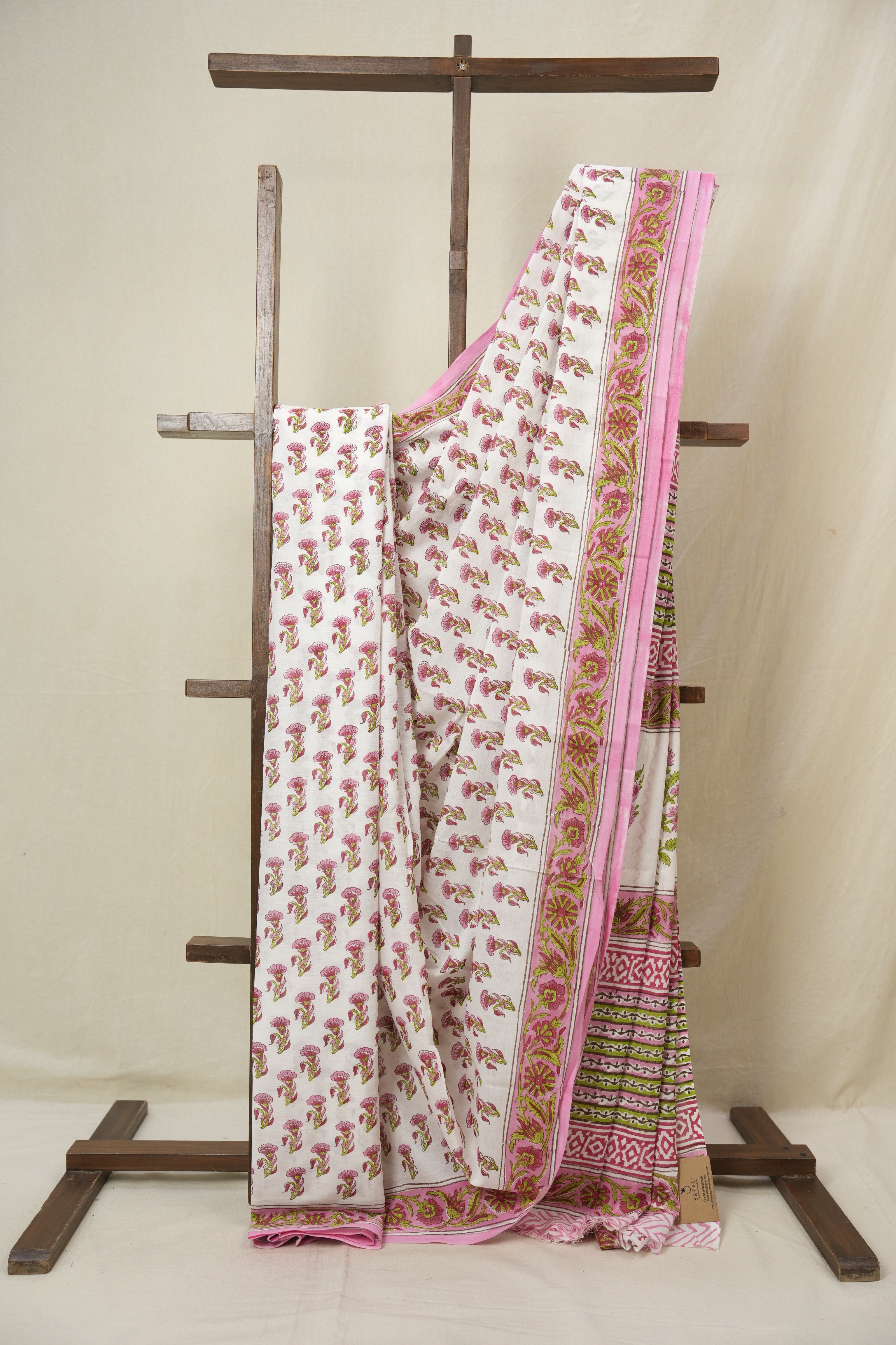Ivory Pink HBP Cotton Saree - SRIPCS3350