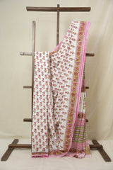 Ivory Pink HBP Cotton Saree - SRIPCS3350