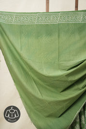 Grass Green HBP Cotton Saree - SRGGCS2863