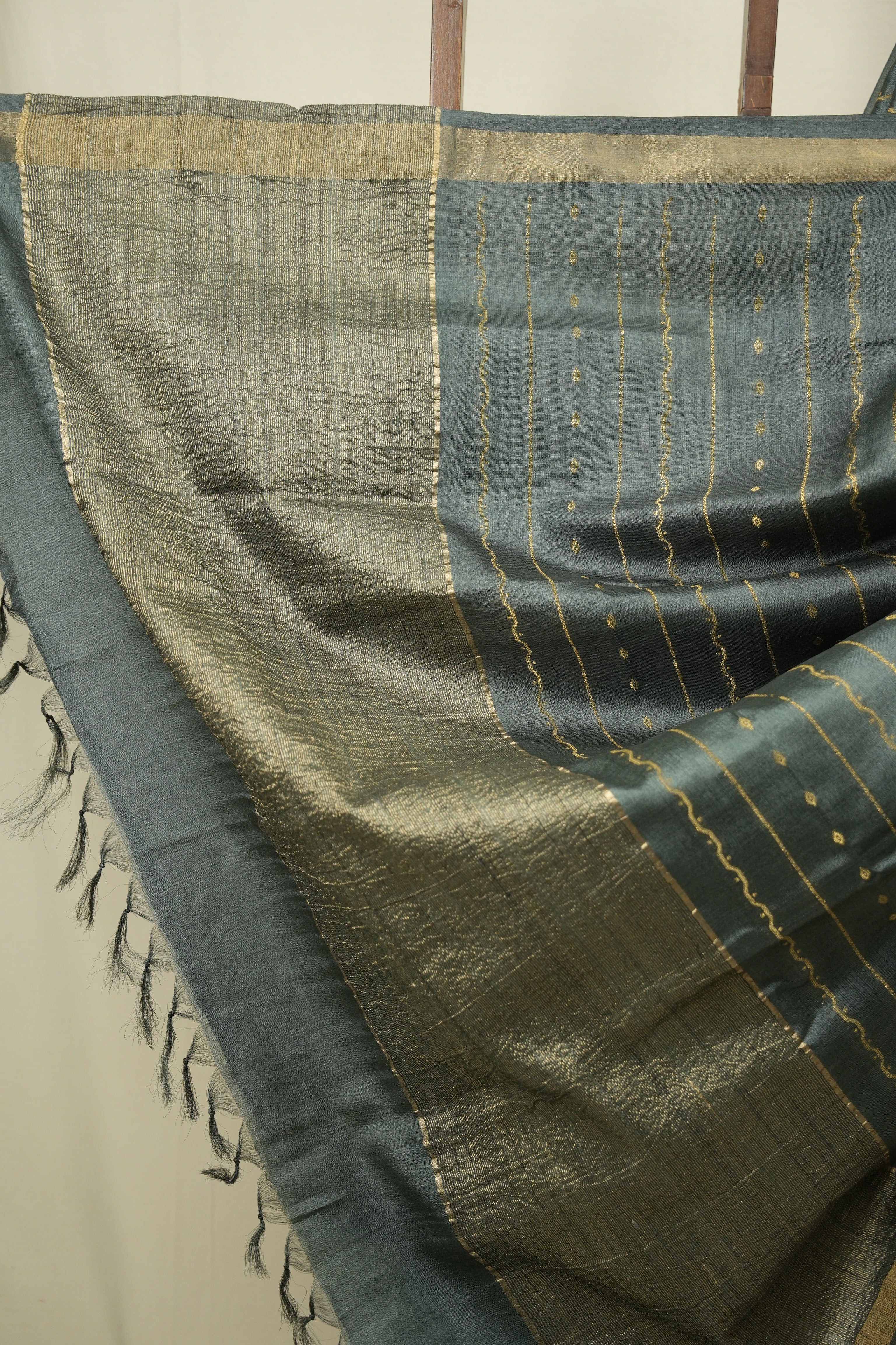 Sage Green Tussar Silk Saree - SRGTSS1926
