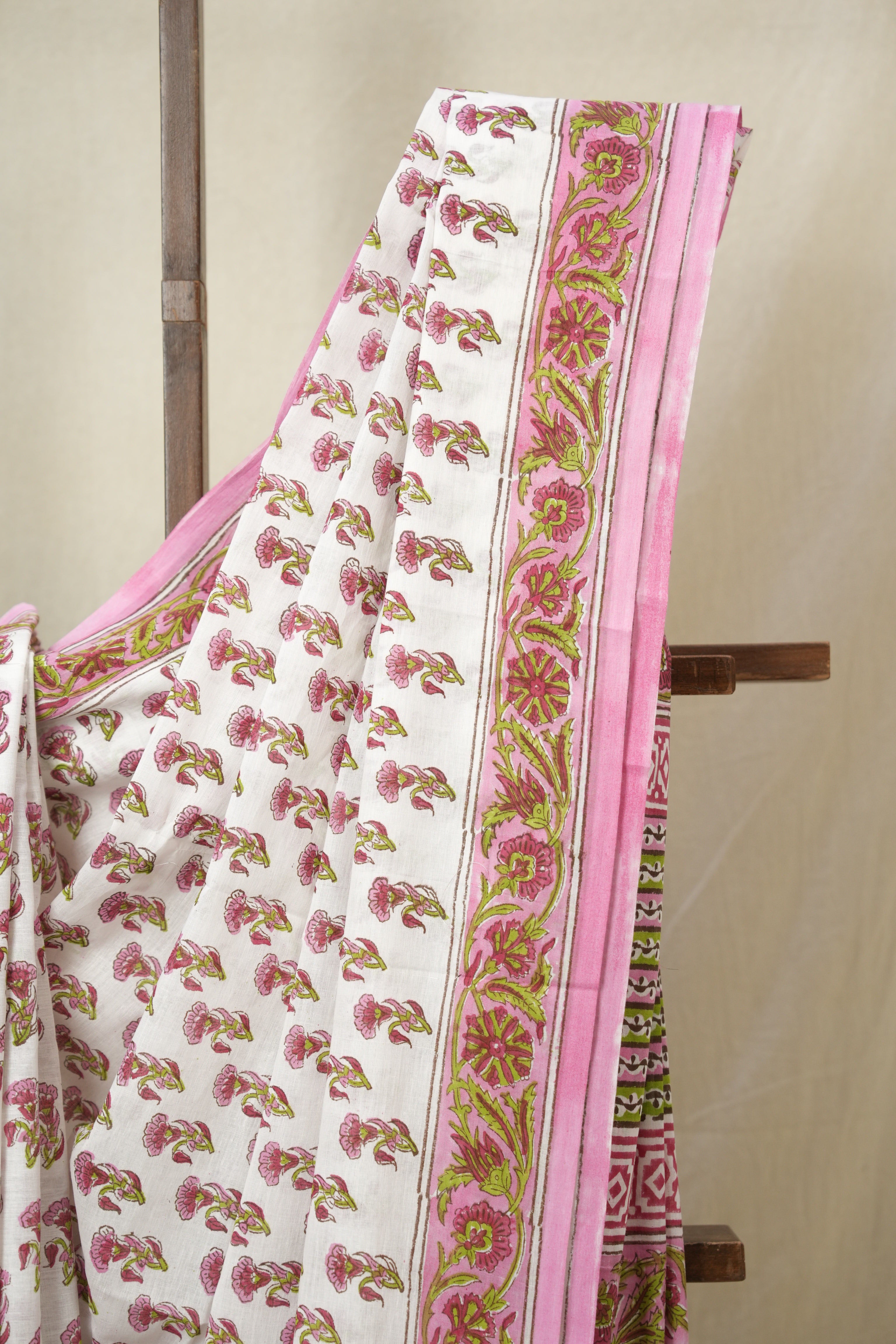 Ivory Pink HBP Cotton Saree - SRIPCS3350
