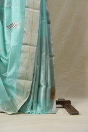 Turquoise Chanderi Silk Saree - SRTBCSS136