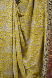 Yellow HBP Cotton Silk Saree With Maheshwari Border - SRYCSS1479