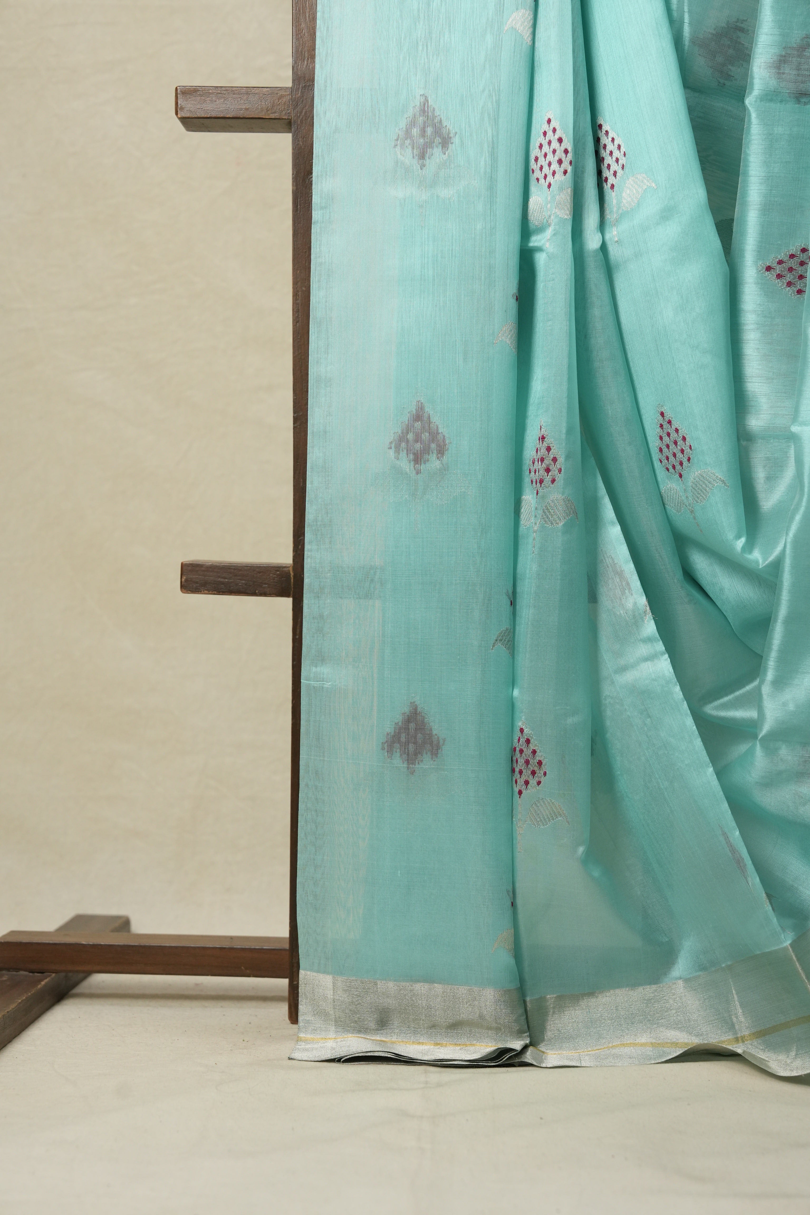 Turquoise Chanderi Silk Saree - SRTBCSS136