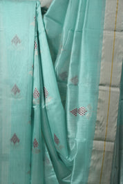 Turquoise Chanderi Silk Saree - SRTBCSS136