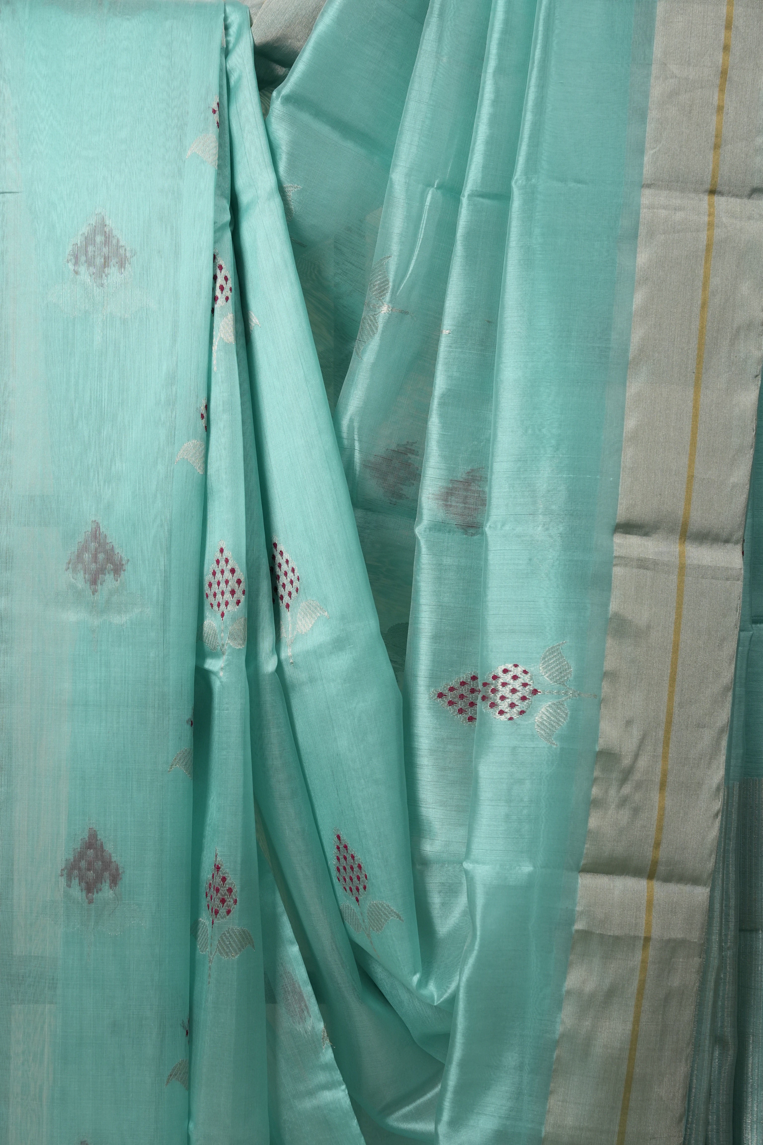 Turquoise Chanderi Silk Saree - SRTBCSS136