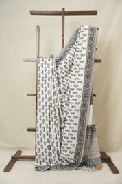 White Grey HBP Cotton Saree - SRWGCS3349